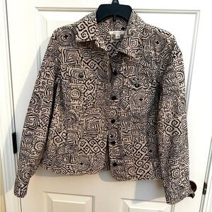 JM Collection unique abstract stretchy cotton jacket size 10